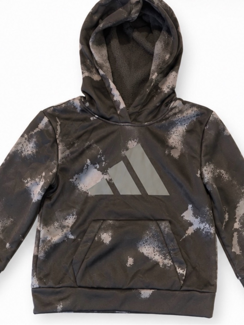 adidas Kids Olive Black Camo Fleece-Lined Hoodie